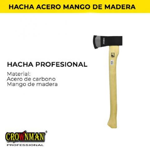 Hacha de acero con mango madera 