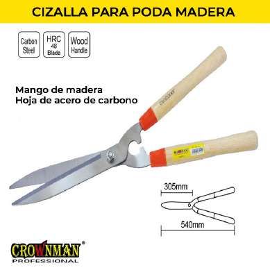 Cizalla / Tijera poda jardín 54cm. Mango Madera