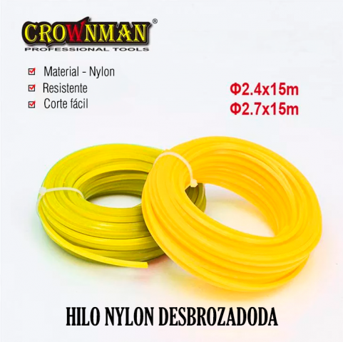 Hilo Nylon para desbrozadora 2,7mm x 15M